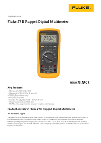 Thumbnail of document Data Sheet - 27 II / 28 II Rugged Digital Multimeter